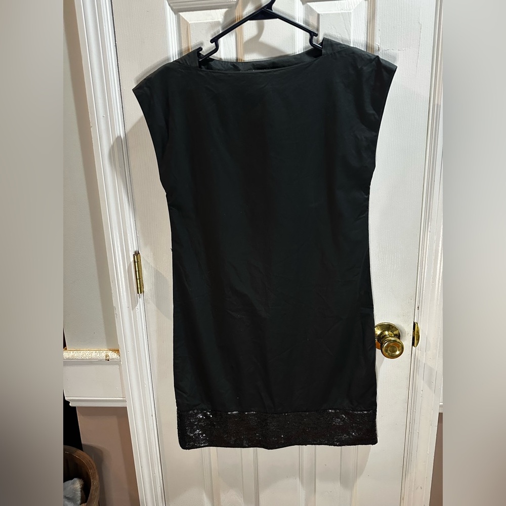 Theory Black Knee Length Dress Sequin Bottom Sz‎ 0 Missing Belt